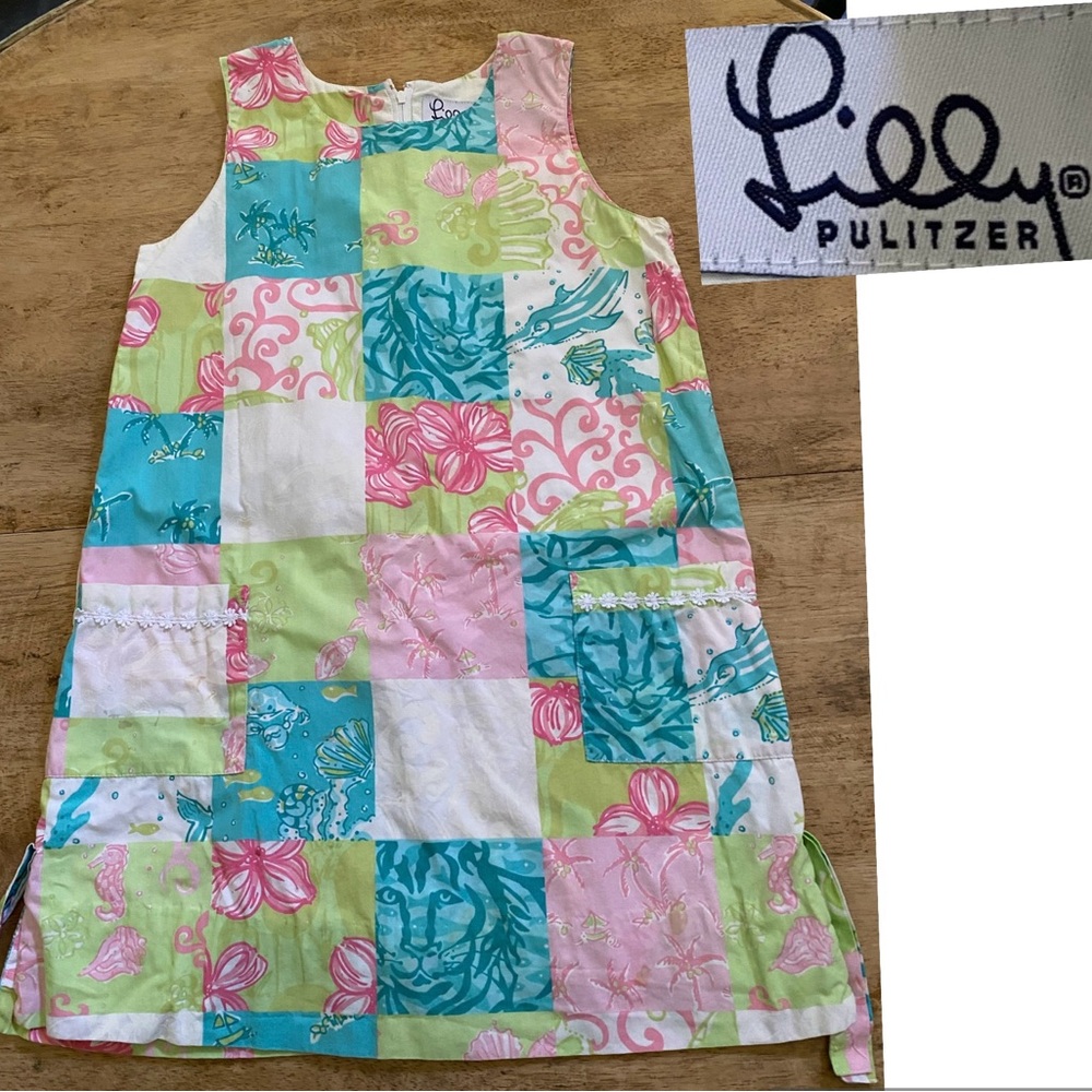 Vintage Lilly Pulitzer White Label Girl’s Size 12 Pastel Patchwork Sundress